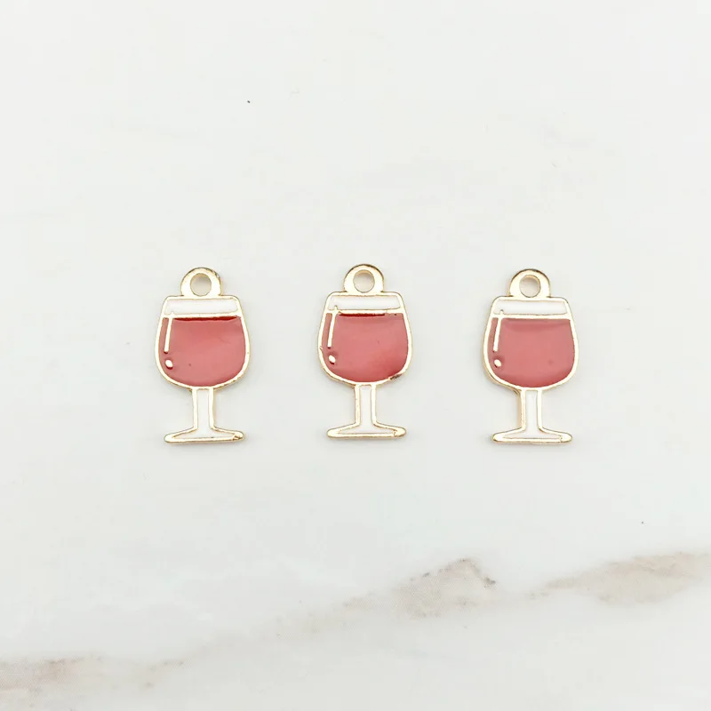 10 шт./упак. в форме бокала с красным вином напиток эмаль подвески металлические