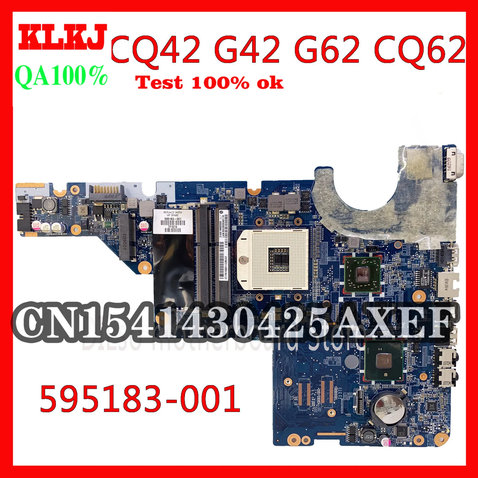 

KLKJ 595183-001 For HP Motherboard HP Motherboard CQ42 G42 G62 CQ62 Laptop Motherboard DAOAX1MB6F0 DA0AX1MB6H0 100% original