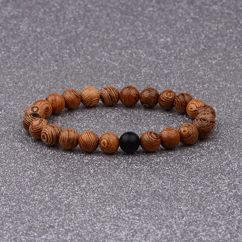 Браслеты для пар женщин и мужчин Классические натуральные деревянные каменные