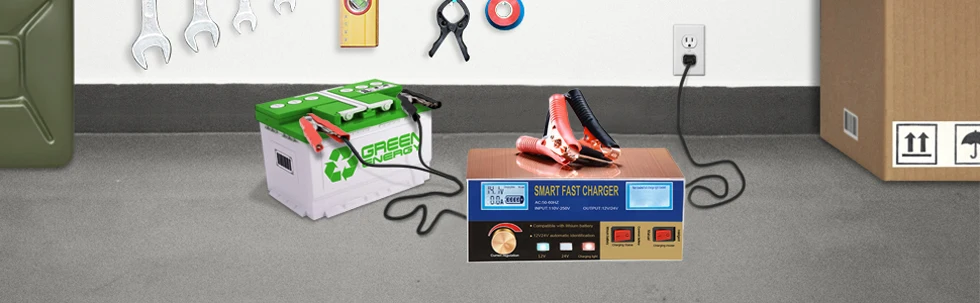 English LCD 400W Lead Acid Lithium Battery Charger for 12V 24V Car Motorcycle Truck Auto Motor Professional Power Charging