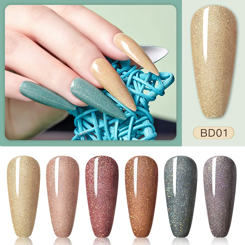 FOUR LILY Nail Glitter Gel 5ml Holographic Polish Shimmer Soak-Off UV LED Long-lasting Varnish Manicure DIY Lacquer | Красота и