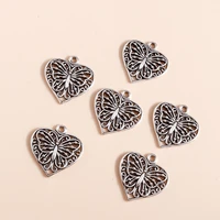 15pcs 2223mm bohemian love heart charms diy fit necklaces pendants earrings making hollow butterfly handmade jewelry findings