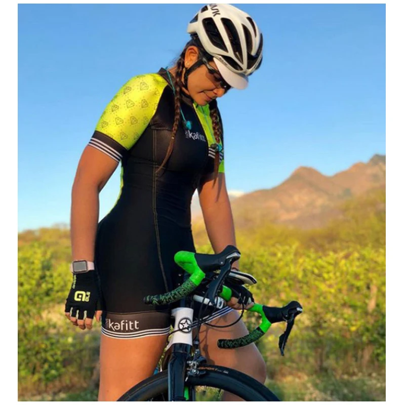 Kafitt флуоресцентный Цвет женская одежда Велоспорт комплекты триатлона костюм