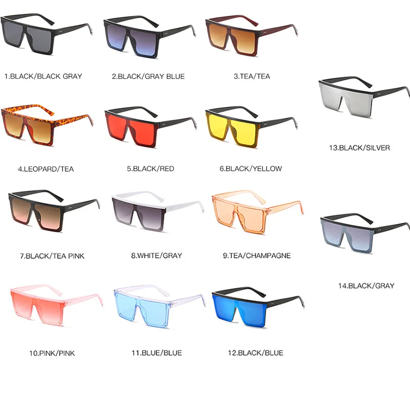 

men's Sunglasses large and square women's flat top fashion lenses one-piece Sunglasses