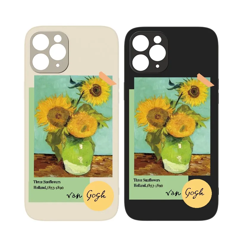 

Luxury Oil Painting Sunflower Phone Case For iPhone 13 12 11 Pro Max XS Max XR X 8 7 Plus SE 2020 Soft TPU Shockproof Case Cover