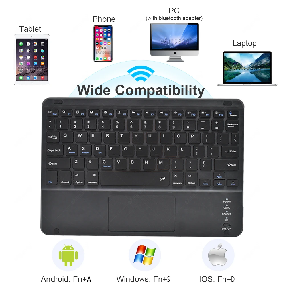 Bluetooth-Compatible TouchPad Keyboard for iPad Tablet Phone Android IOS Windows TrackPad Keyboard Russian Spanish Korean Hebrew