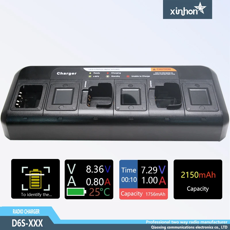 Custom XH-D6S 3-STATION BATTERY MAINTENANCE SYSTEM Li-ion battery Intelligent Rapid Walkie Talkie battery Charger