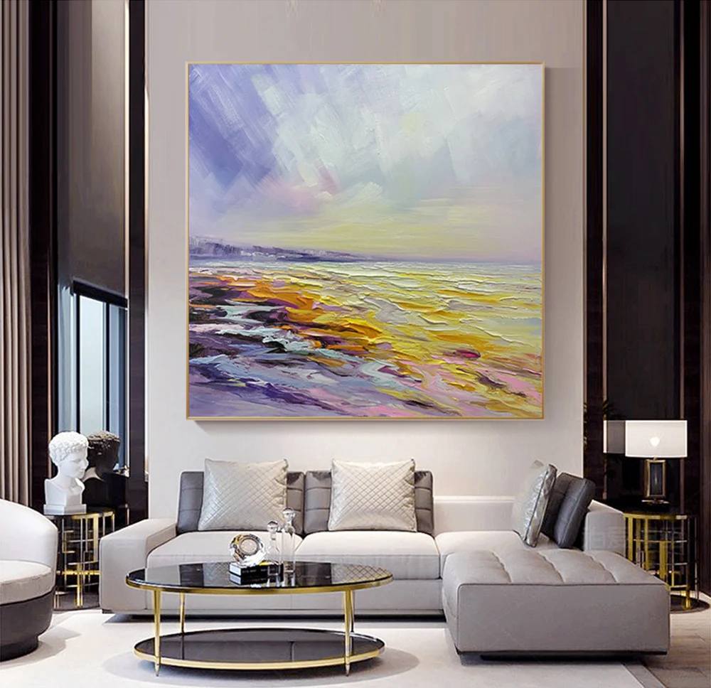 

Hand Painted abstract painting original artwork acrylic Modern art brownoil painting for living room wall Large home decoration