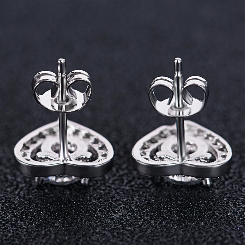 Серьги-гвоздики женские Huitan с сердечками фианитами | Украшения и аксессуары