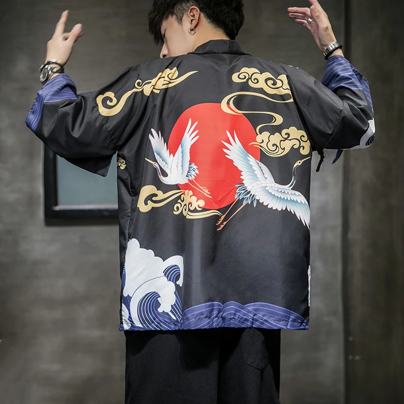 Японская одежда для мужчин кимоно в стиле Харадзюку хаори летняя повседневная