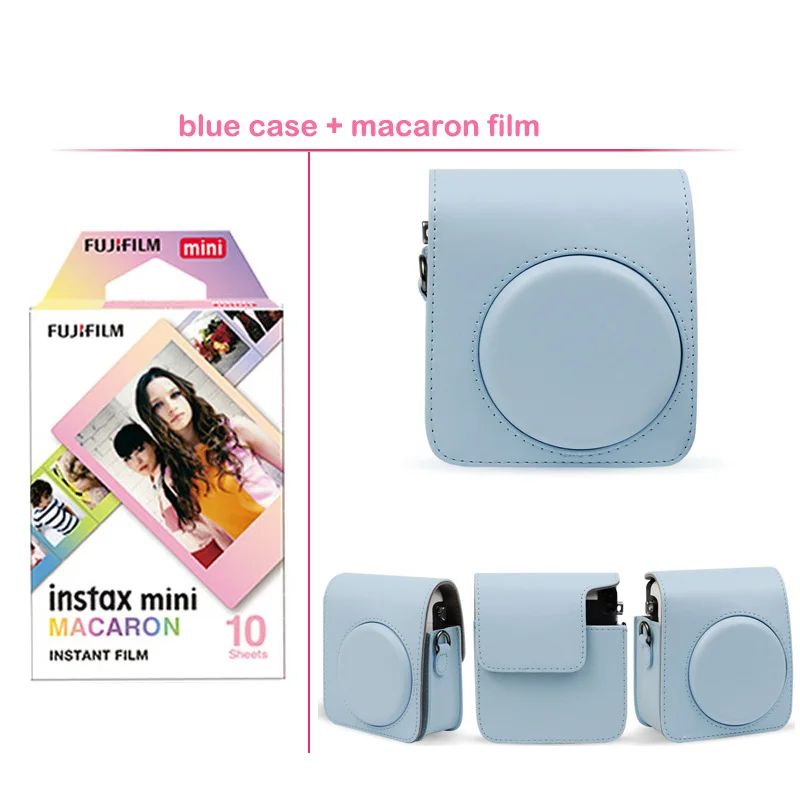 blue kit 1 Geniune Fujifilm Instax Mini мгновенная цветная пленка с защитной из искусственной кожи чехол для камеры Сумка для Fuji Instax Mini 70 камера - Цвет: blue kit 1