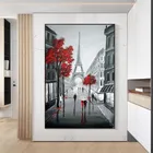 Картина маслом с изображением Парижа, улицы в черно-красном цвете, городской пейзаж, постер, Настенная картина для гостиной, домашний декор
