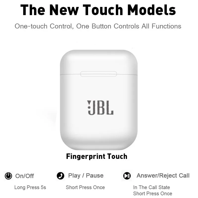 JBL Tws Inpods I12 Wireless Bluetooth Headset Active Noise Reduction TWS Stereo Earbuds Bass Sound Mic Headphones | Электроника