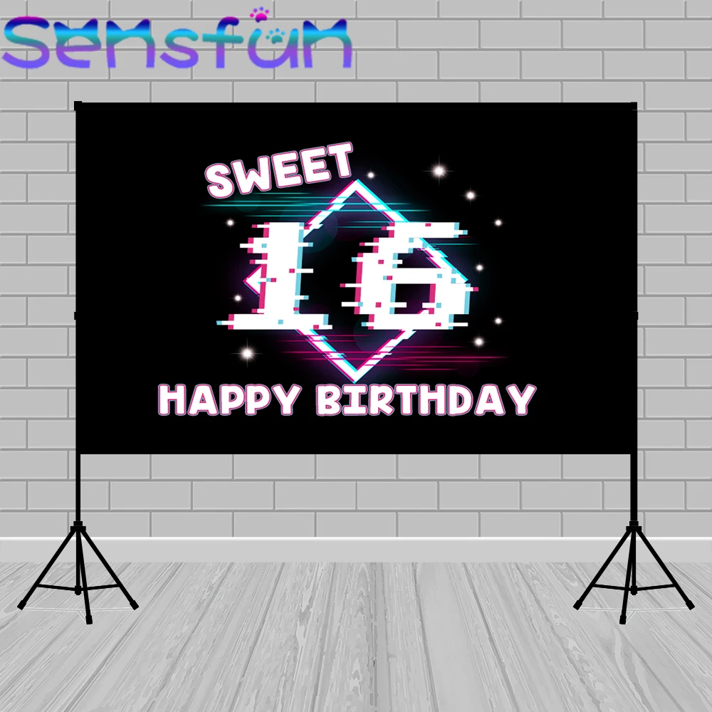 Черный обои на заказ Sweet 16 День Рождения вечерние фон музыкальный символ Детский