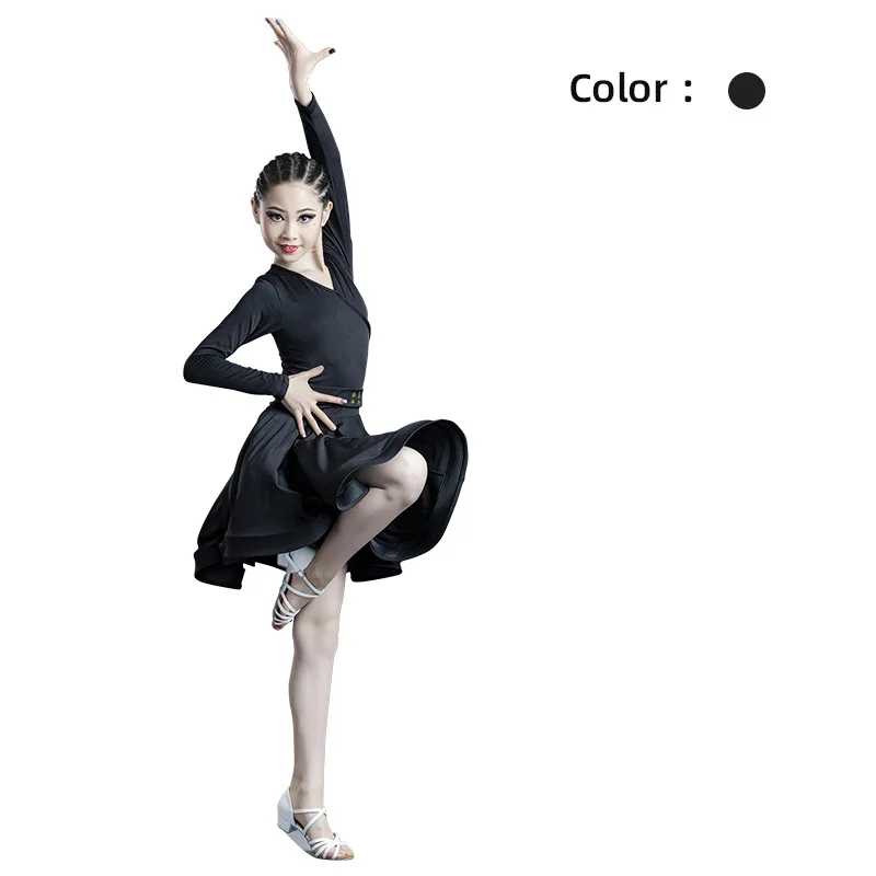 

Children's Latin Dance Clothes Summer New Girls' Practice Competition Performance Suit One-Piece Latin Dance Skirt