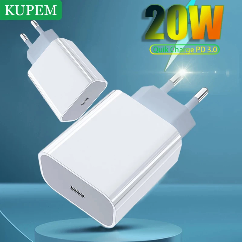 Тип C зарядное устройство PD 20 Вт быстрой зарядки USB-C телефонный адаптер для iPhone 12 11