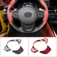 2pcs real carbon fiber steering wheel patch decoration for toyota gr supra mk5 a90 2019 2022 interior modified car accessories