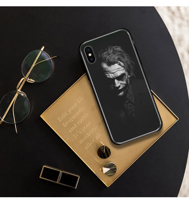 ЧЕРНЫЙ ДЖОКЕР хит Ledger мягкий силиконовый стеклянный чехол для телефона чехол для Apple iPhone 6 6s 7 8 Plus X XR XS 11 Pro max