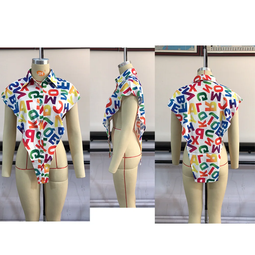 S 5XL сексуальная клубная рубашка с буквенным принтом без рукавов отложной