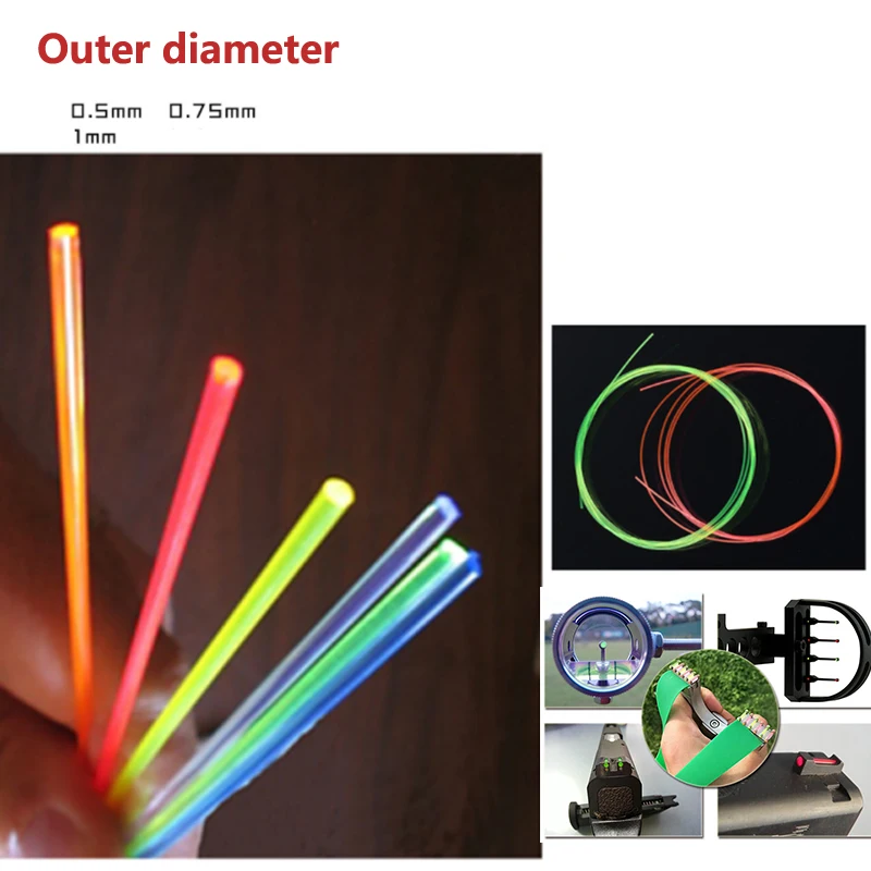 50cm/1m Fiber Optic Bow Sight Fiber Red Green Orange 0.5/0.75/1.0mm Slingshot or Compound Bow sight Pin Bow sight Accessory