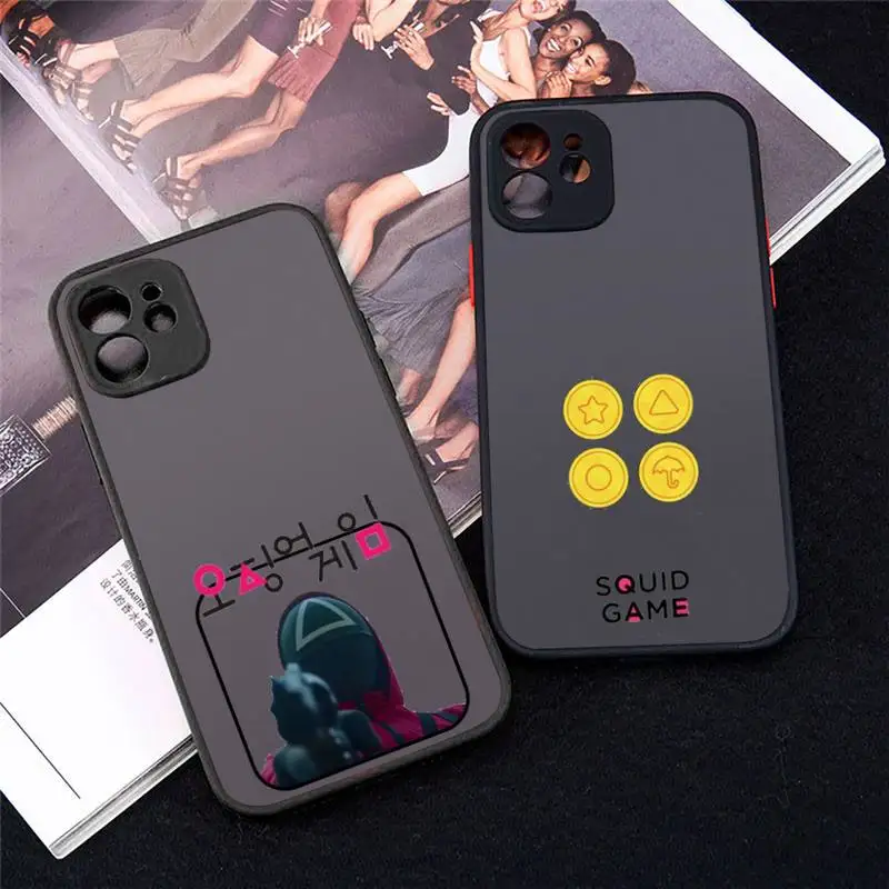 

Squid Game Round Six 001 Phone Case Matte Transparent for iPhone 7 8 11 12 s mini pro X XS XR MAX Plus Clear mobile bag