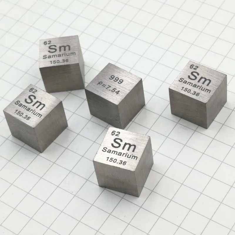 10 мм кубик Samarium Sm для периодического стола 99% чистый кубический металлический