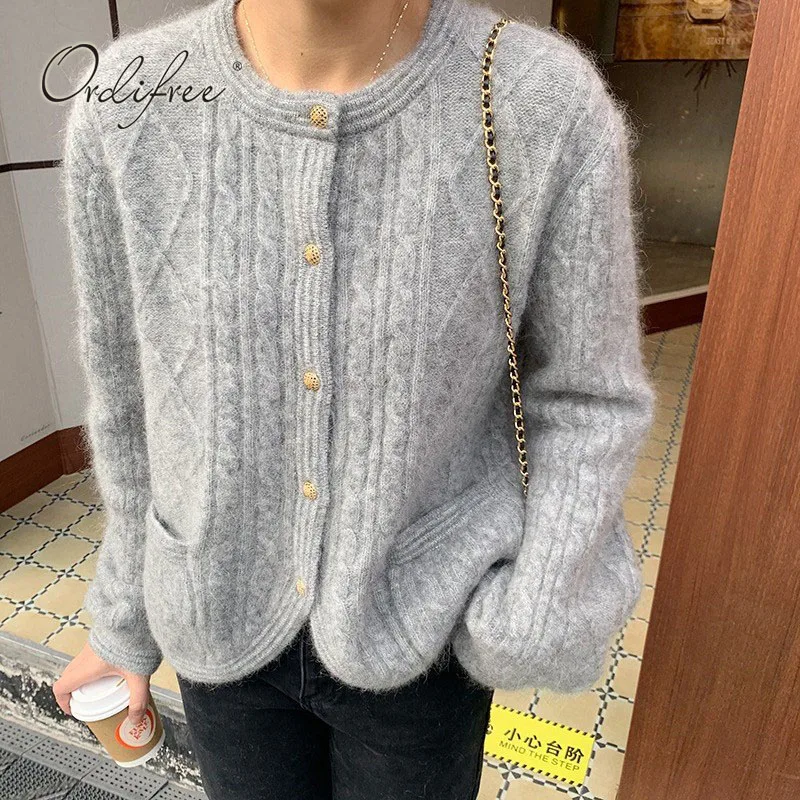 

Ordifree 2022 Autumn Winter Women Knitted Cardigan Loose Casual Outwear Knitwear Coats Sweater Cardigan Warm Jumpers