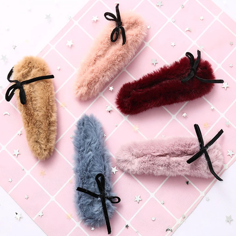 1 шт. милая детская пушистая заколка из искусственного меха кролика для женщин и