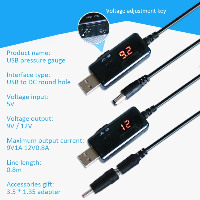 USB повышающий преобразователь 9 в 12 В кабель бесплатный 3 5x1 35 мм разъем для