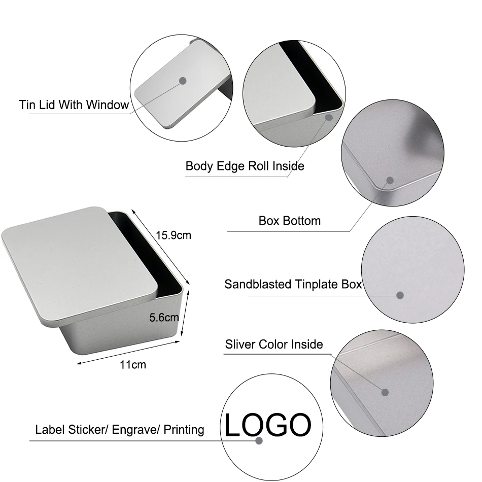 Star Packaging Black Tin Box Rectangular Shape With Curved Lid |