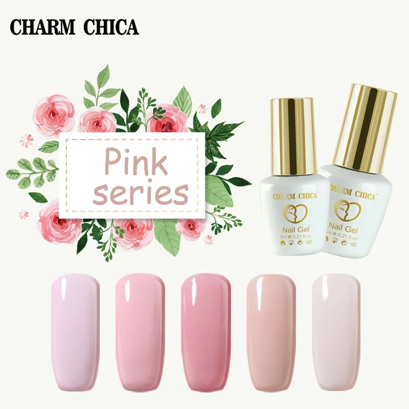 Шарм CHICA УФ лак для ногтей розовый телесный гель удаляющийся замачиванием 6 мл