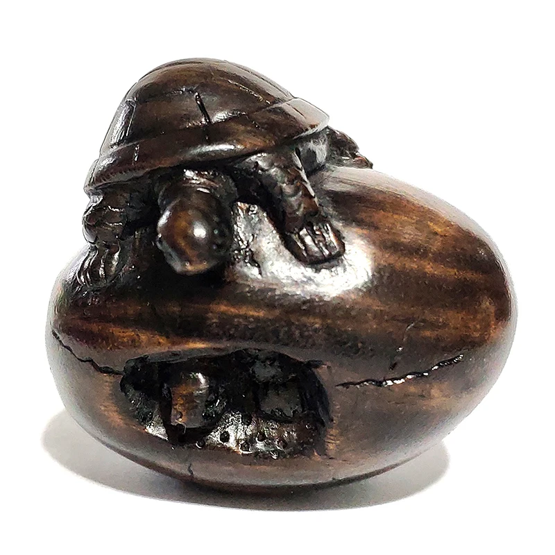 

Y6638 - Collectible 20 Years Old 1.8" Hand Carved Ebony Ironwood Netsuke - Turtles