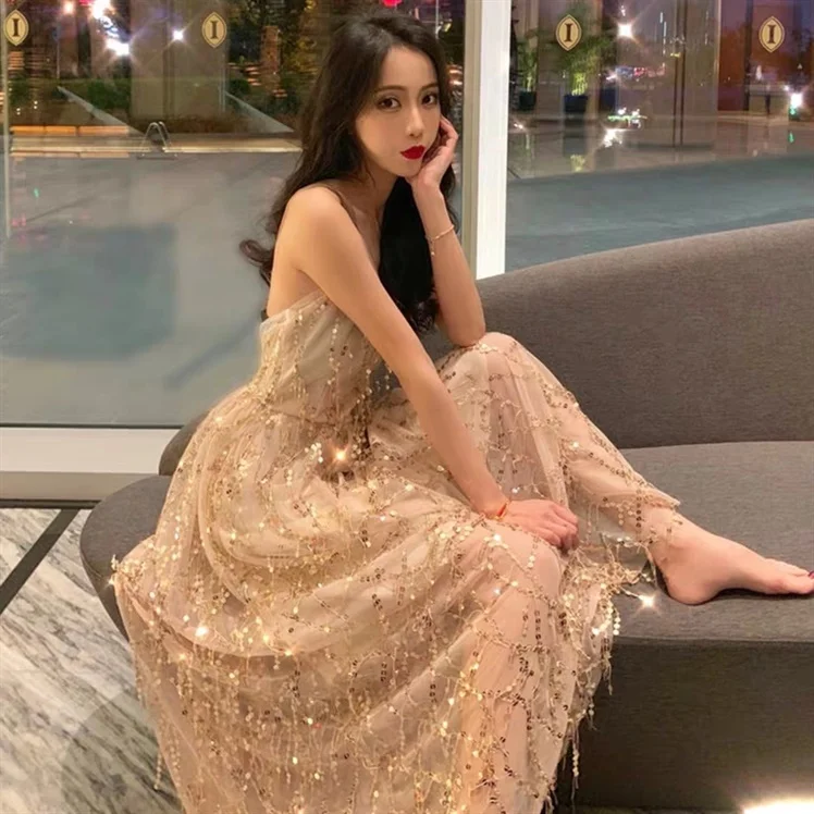 Женское вечернее платье gatsby Элегантное Длинное блестящее с блестками для