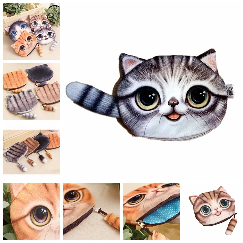 1 шт. женский милый кошелек с кошкой мордочкой животного мини сумка на