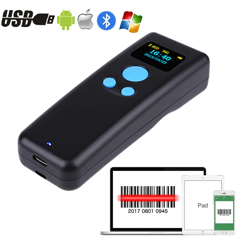 Беспроводной мини сканер штрих кода Holyhah USB Bluetooth 1D 2D QR PDF417 считыватель для iPad iPhone