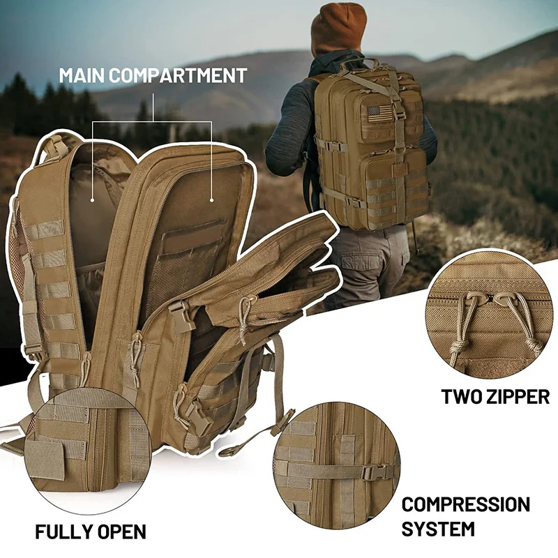 Военный тактический рюкзак армейская Сумка Molle штурмовой на 3 дня 40 л практичный