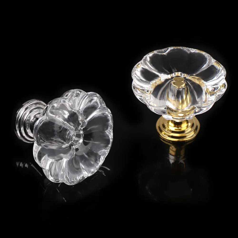 4 шт. модные ручки в форме лотоса Хрустальные стеклянные шкаф дверные для шкафа