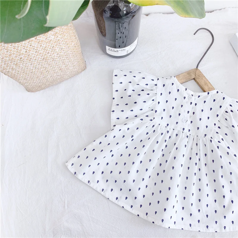 

Koodykids Summer Kids Girls Short Sleeve Shirts Vintage Dot Shirts Denim Shorts Pants Baby Toddler Girls Shirts Shirts 1-6 Years