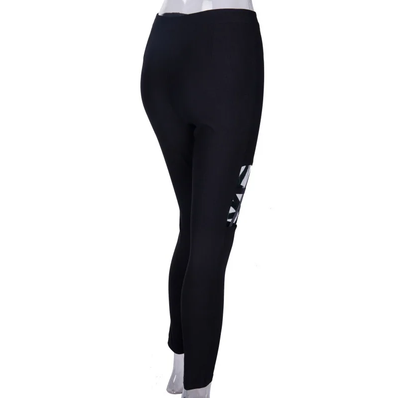 

Mandylandy Women's High Waist Solid Color Hollow Out Five-Pointed Star Trousers Spring Autumn Leisure Zipper Slim Pencil Pants