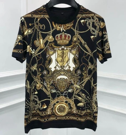 

20ss новый модный известный бренд бриллиант Корона Льва принт для мужчин хлопковая футболка