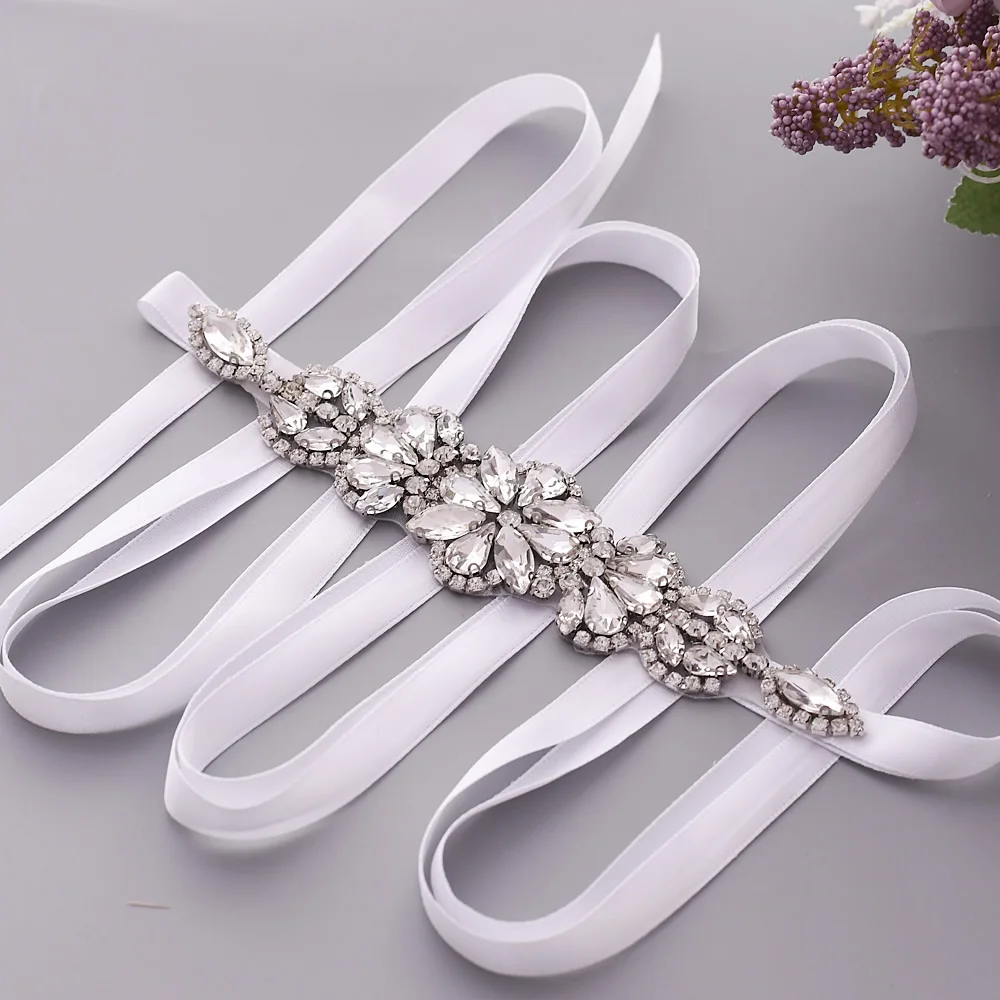 

S464 Diamond Wedding Belt Rhinestones Bridal Belt Silver Bride Dress Sash for Wedding Accessories Women Evening Dresses Belt