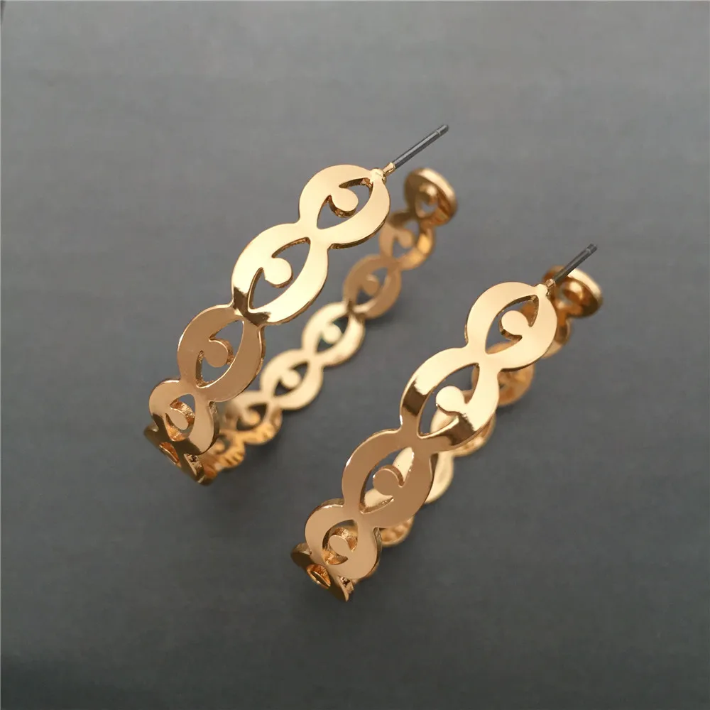 Модные серьги-кольца с полыми цепочками темпераментные простые дизайнерские