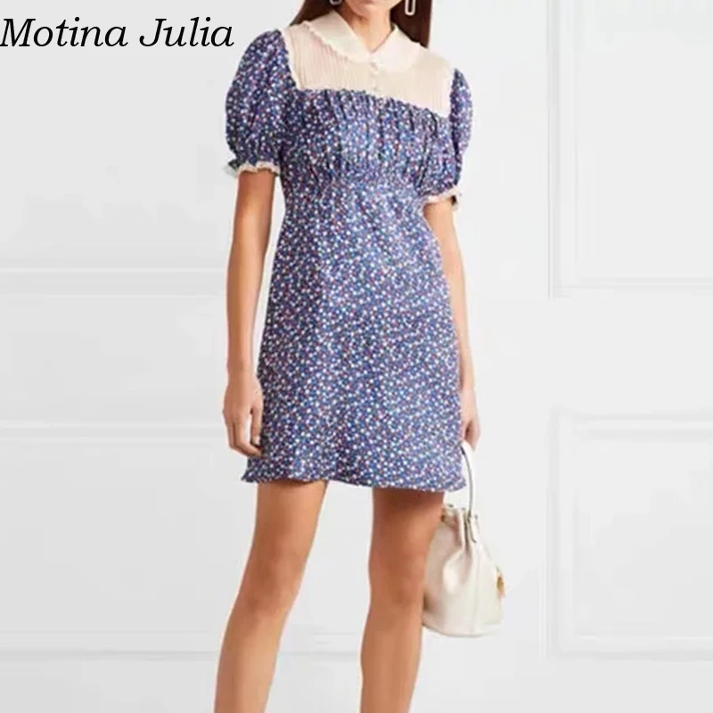 Женское кружевное платье с цветочным принтом Motina белое Повседневное на