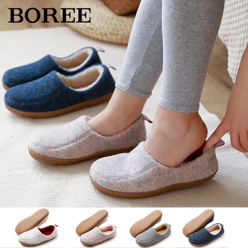 

House Slippers For Women Winter Waterproof Cotton Shoes Women Fur Slides Non-slip Bedroom Slippers Indoor Warm Couples Shoes Men