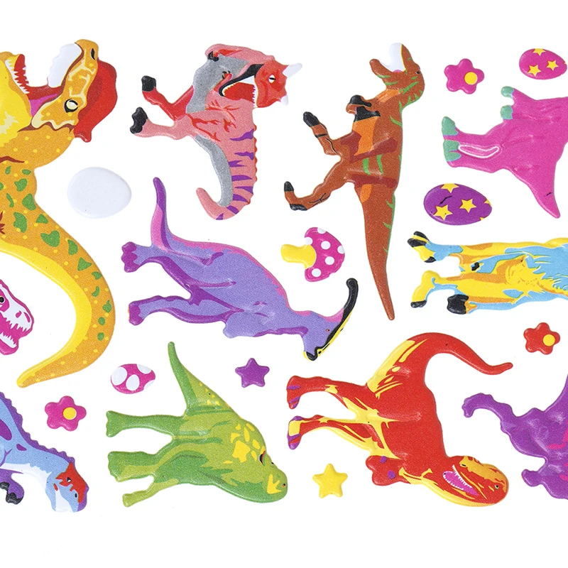 

3D dimensional Jurassic dinosaur stickers for kids toys home wall decor cartoon mini fridge laptop PVC Christmas gift Random