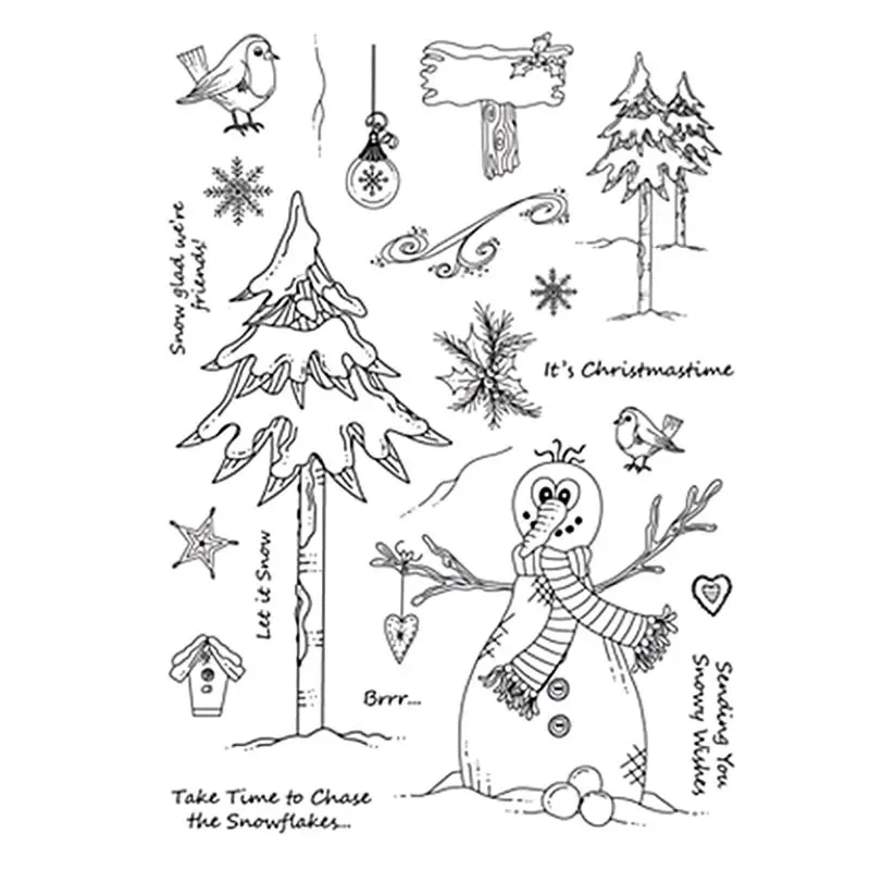 Рождественский снеговик Силиконовая прозрачная печать штамп DIY Скрапбукинг