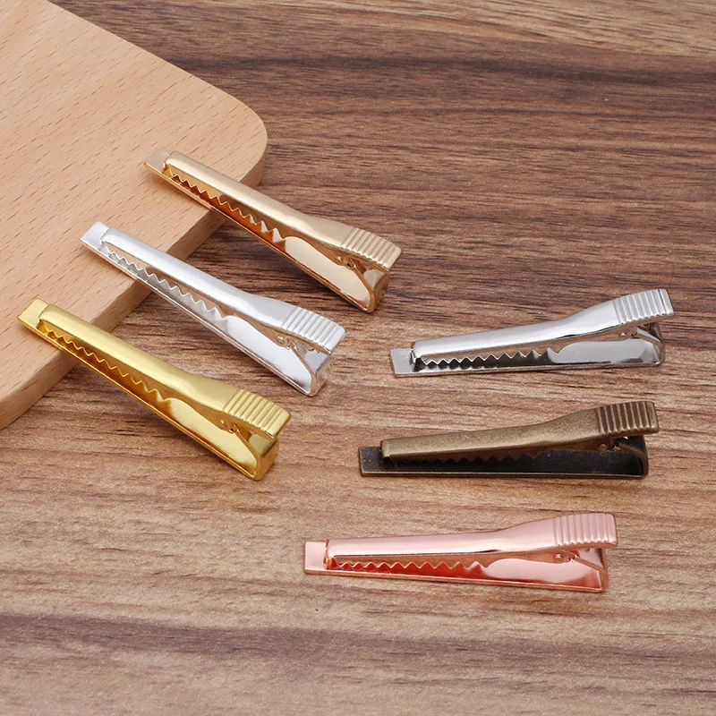 50pcs Brass Metal Tie Clip Bar Settings Men's Clothing Jewelry Accessories Tie Clip Bases DIY Findings