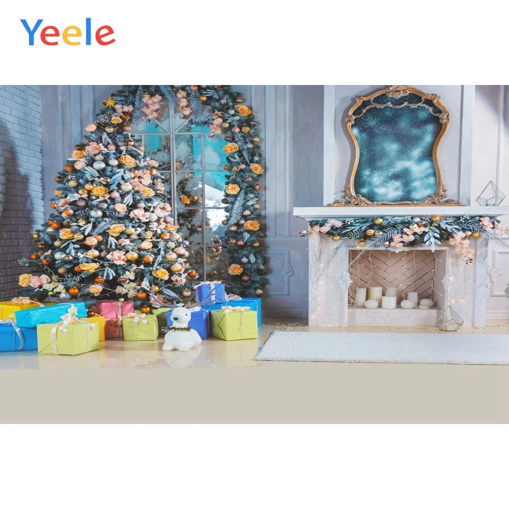 

Рождественский Декор дерево окно занавеска кукла ковер деревянный пол фон фотографии пользовательский фотографический фон для фотостудии