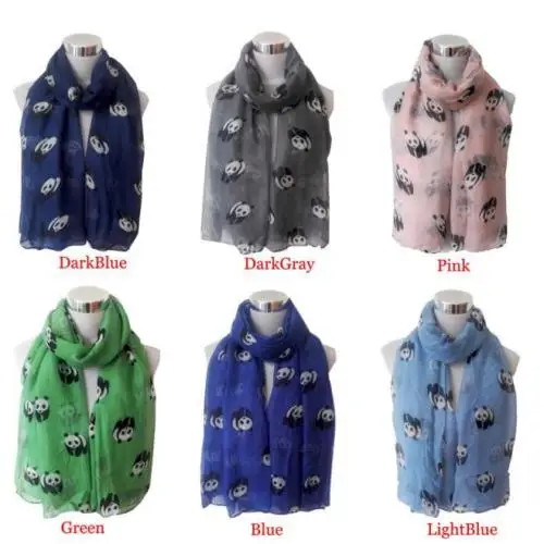 Для женщин шарф милые детские носки с принтом пандой из мягкой вуали шаль