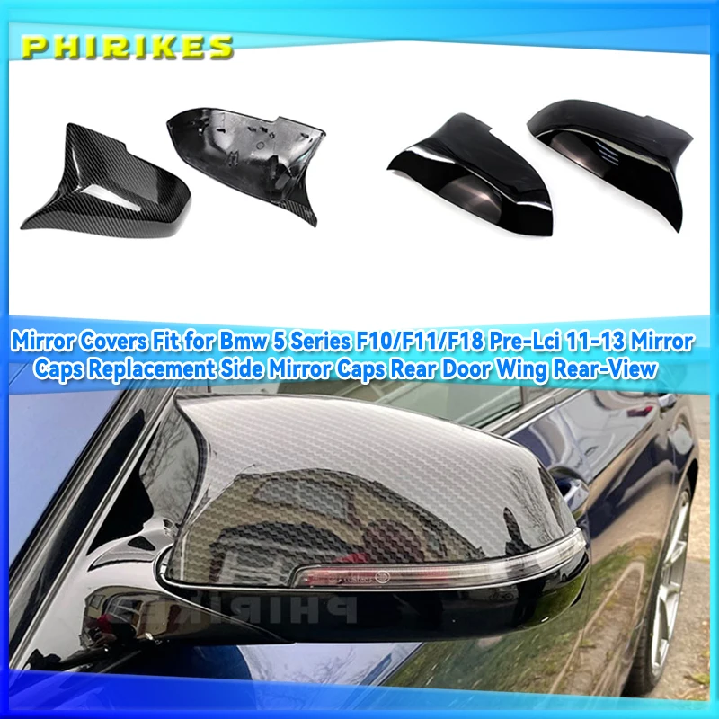 

Rearview Mirror Covers for Bmw 5 Series F10 F11 Lci 2014-2017 Caps Replacement Side Rear-View Carbon Fiber Gloss Black